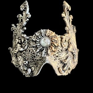 Blind Gothic Mask, Fantasy Moon Mask, Larp, Witch, Vampire, Baroque, Cosplay Masquerade Mask, Gold and Silver Mask, Masks for men, for women