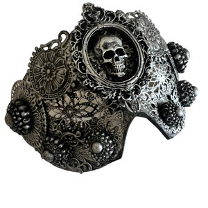 Gothic Blind Mask, Skull Baroque Masks for him, Fantasy Masquerade Mask for women, Druid mask, witchy mask, Larp mask, vampire cult mask