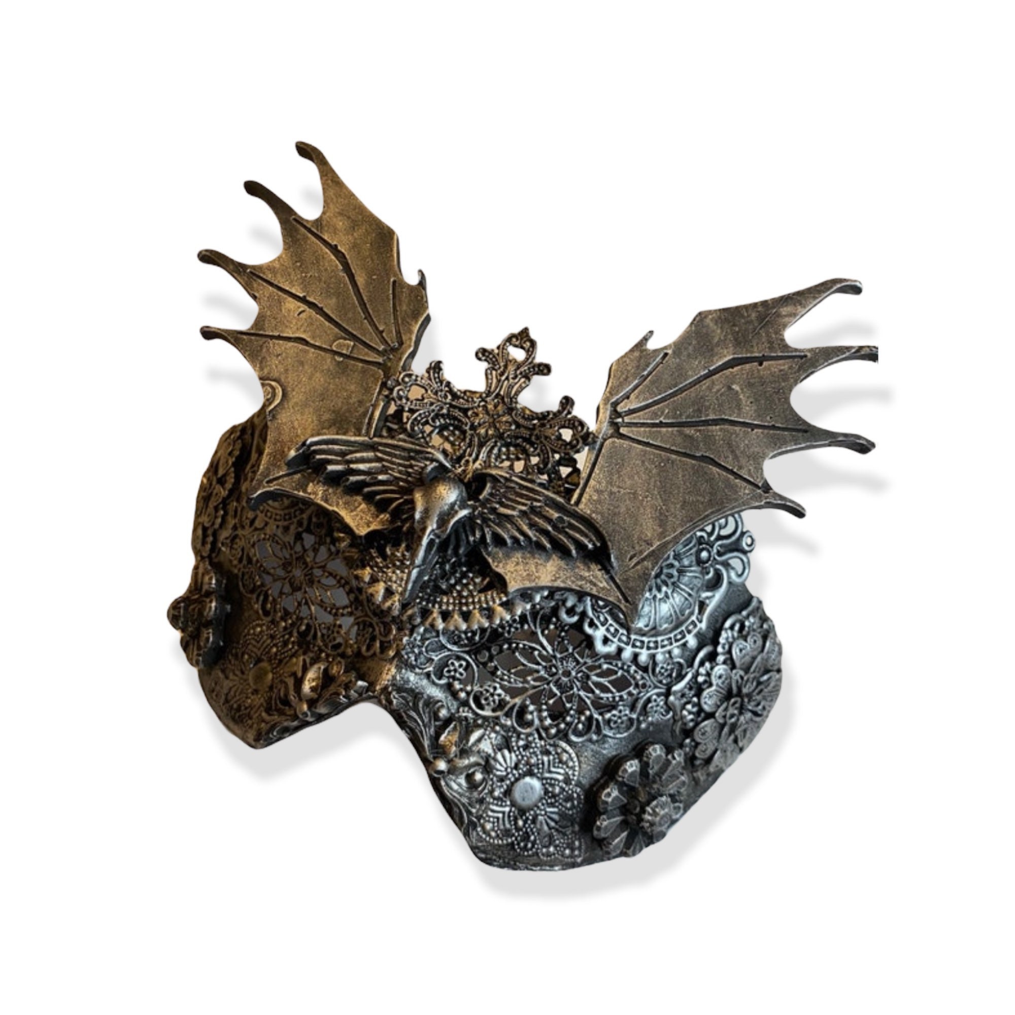 Gothic mask, Blind Mask, Masquerade Mask, Winged Mask, Bat Mask, Fancy Dress, Masks for her, Masks for him, Masked Ball Mask, Silver Mask
