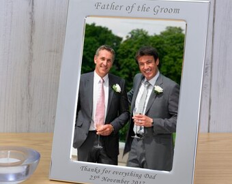 Personalised Engraved Father of the Groom Silver Plated Photo Frame Grooms Father Gift Wedding Day Gift Grooms Dad Gift