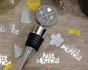 Personalised Engraved Bottle Stopper Initials & Date Gift For Bride and Groom Wine Lovers Gift Wine Bottle Stopper Champagne Stop