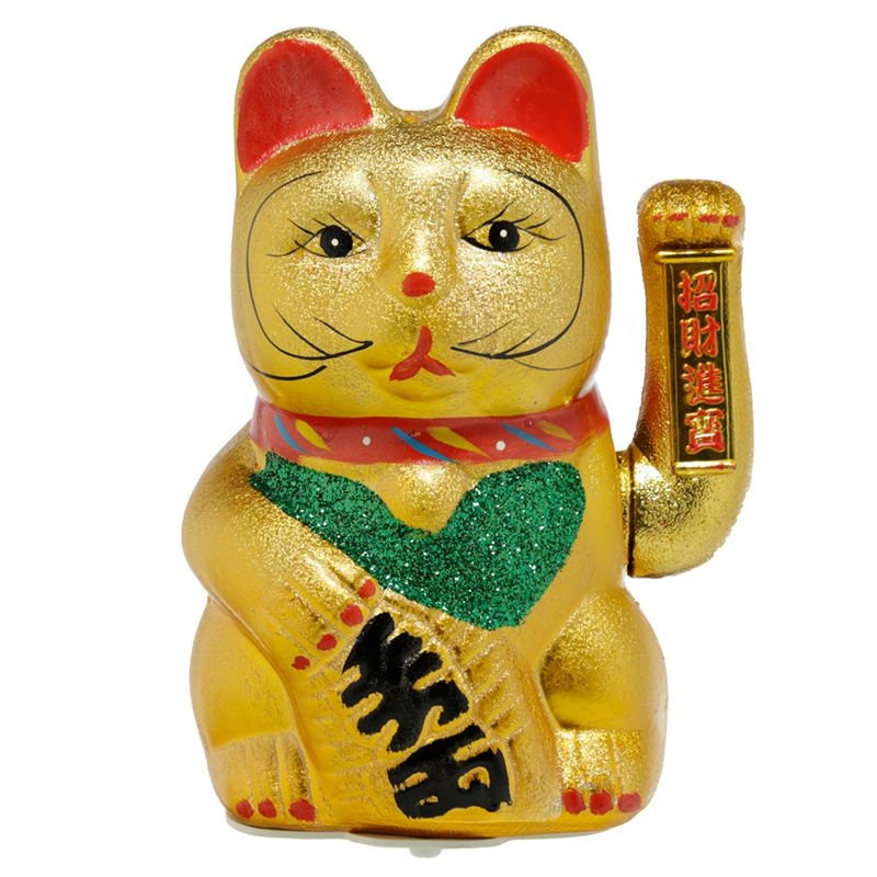 ANGRY CAT - Winkekatze Lucky CAT - Lustige winkende Katze - japanische  Winkkatze mit Stinkefinger - Dekoartikel Wackelfigur Katze - Winke-Arm mit