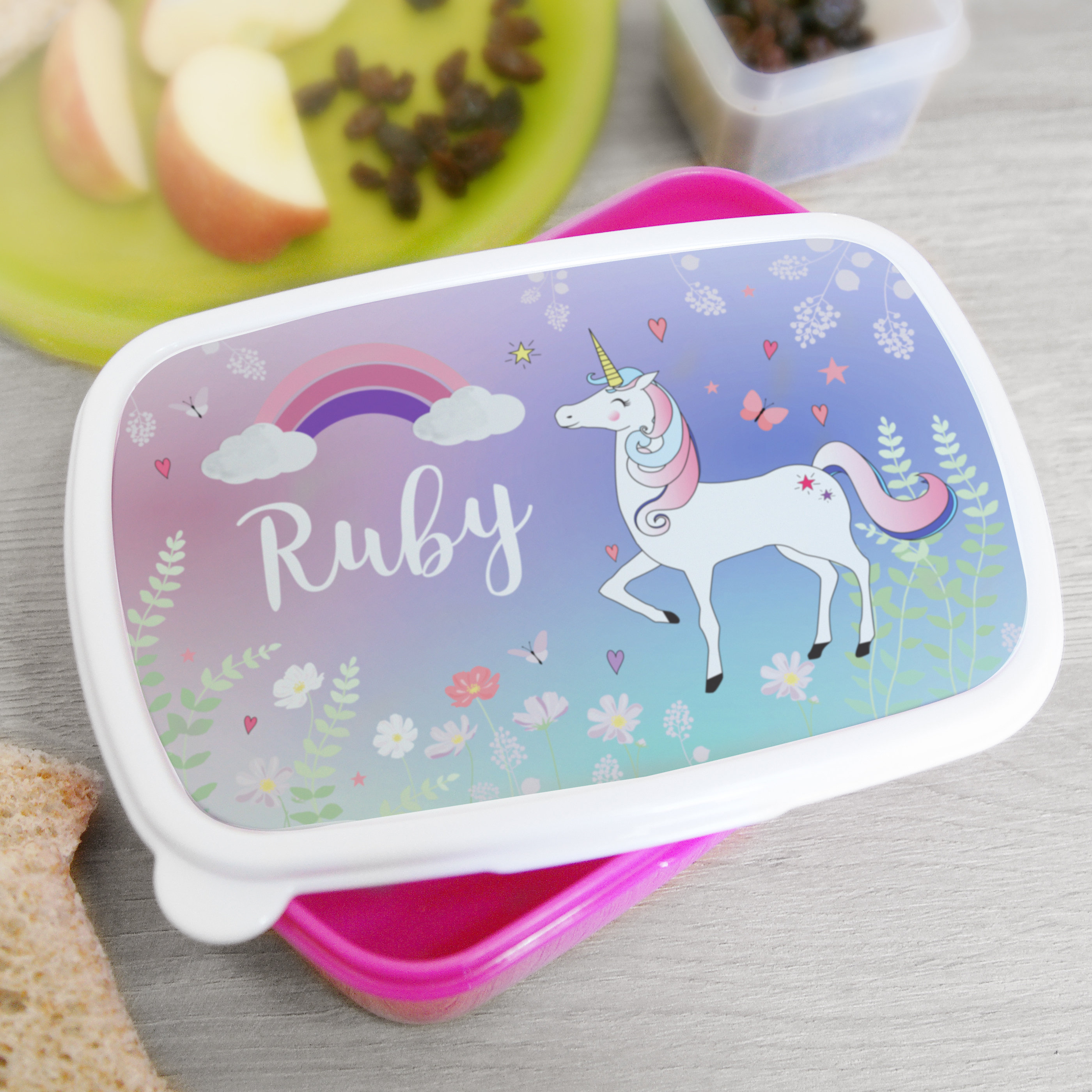 Personalised Unicorn Name Only Pink Lunch Box  Unicorn lunch box, Pink lunch  box, Personalized lunchbox