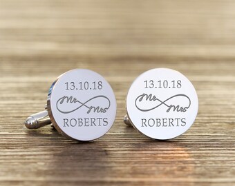 Personalised Engraved Men's Cufflinks Mr & Mrs Groom Men's Gift Cufflinks Men's Wedding Jewellery Gift Wedding Cufflinks Groom Wedding Gift