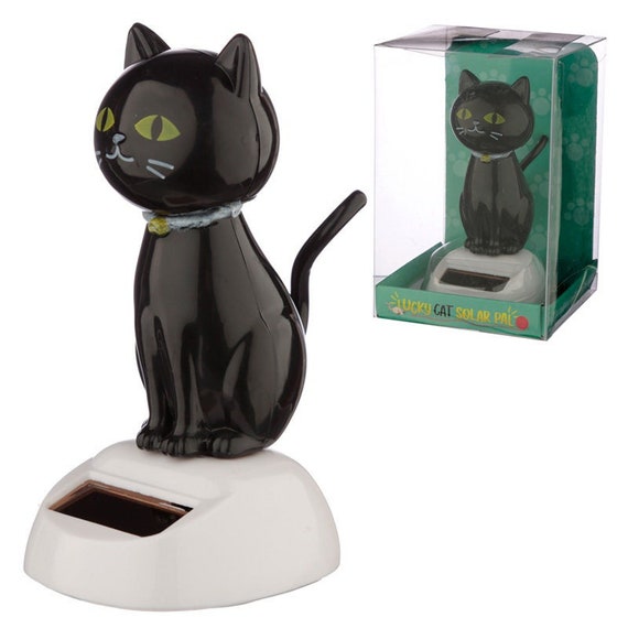 Collectable Lucky Black Cat Solar Powered Pal - Etsy UK