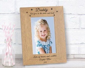 Personalised Daddy Love You To The Stars And Back Wooden Photo Frame Gift Birthday Christmas Fathers Day