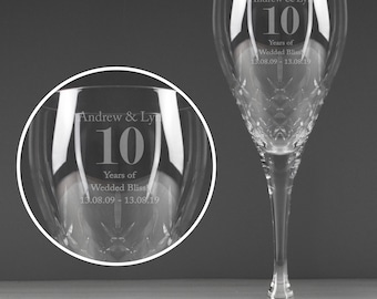 Personalised Cut Crystal Wine Glass - Birthday - AGE & Message - Wine Glass - 18th 21st 50th 70th Special Birthday - Anniversary Gift