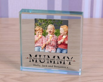 Personalised Gift For Mum "MUMMY" Glass Token "I" or "We" Love you Gift For Mum on Mothers Day Gift For Mummy or Mother Birthday Gift Mum