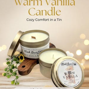 Warm Vanilla - 4oz / 8oz Candle Tin (Bohemian Fall) image 2