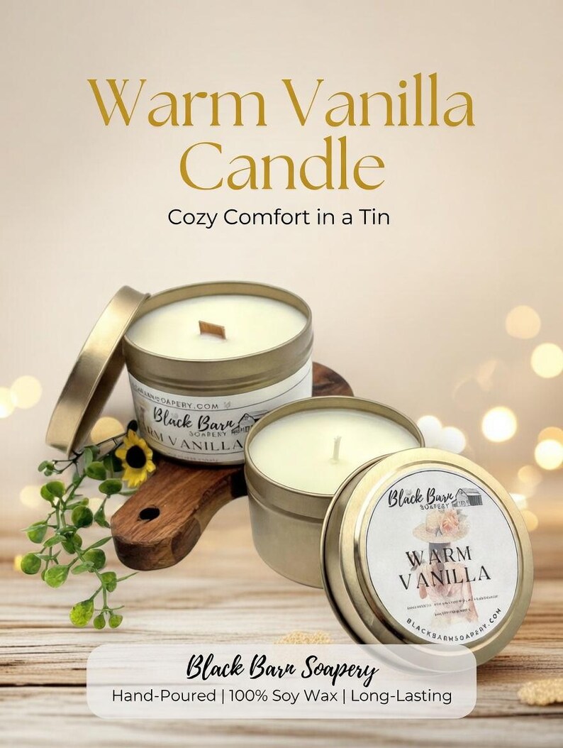 Warm Vanilla - 4oz / 8oz Candle Tin (Bohemian Fall) image 2