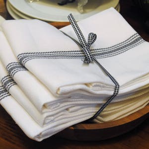 Farmhouse Vintage Hand Towels set of 4 Charcoal & White image 2