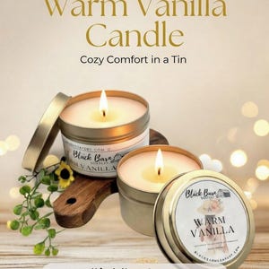 Warm Vanilla - 4oz / 8oz Candle Tin (Bohemian Fall) image 1
