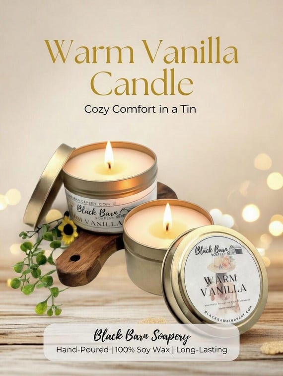 Warm Vanilla - 4oz / 8oz Candle Tin (Bohemian Fall)