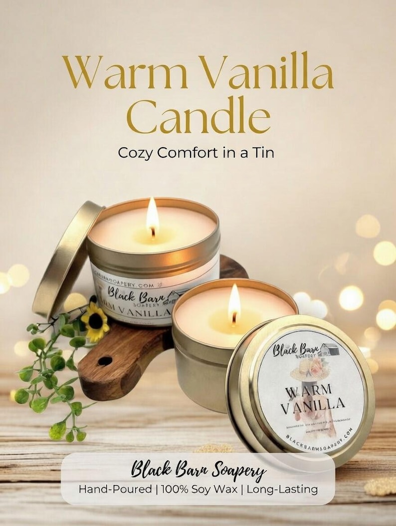 Warm Vanilla - 4oz / 8oz Candle Tin (Bohemian Fall) image 1