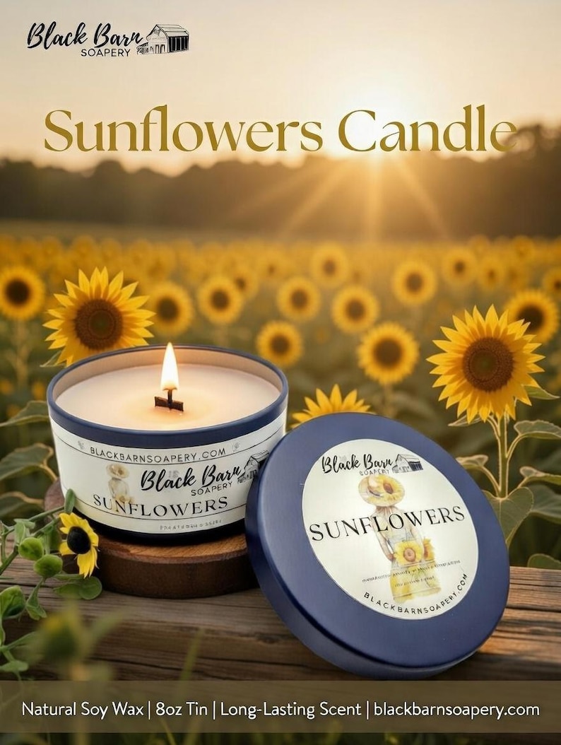 Sunflowers - 4oz / 8oz Candle Tin (Bohemian Fall) image 1
