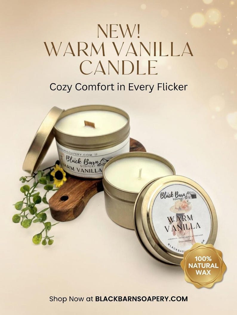 Warm Vanilla - 4oz / 8oz Candle Tin (Bohemian Fall) image 3