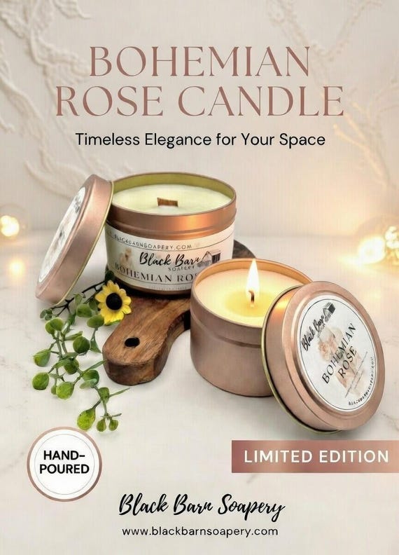 Bohemian Rose - 4oz / 8oz Candle Tin (Bohemian Fall)
