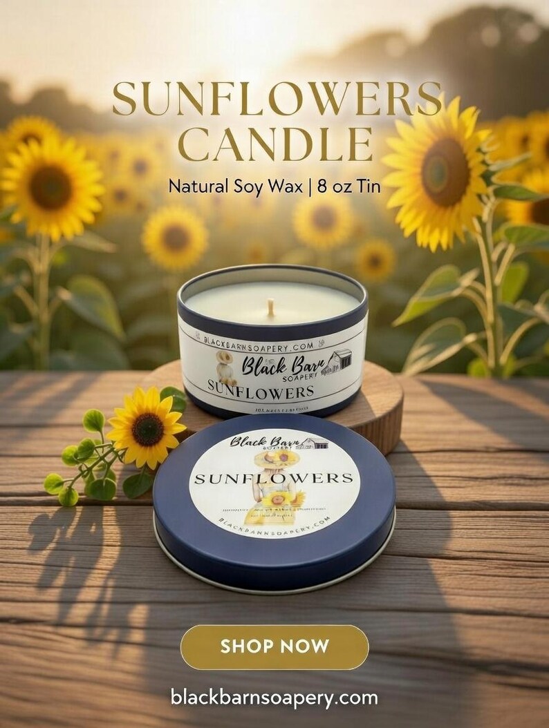 Sunflowers - 4oz / 8oz Candle Tin (Bohemian Fall) image 2