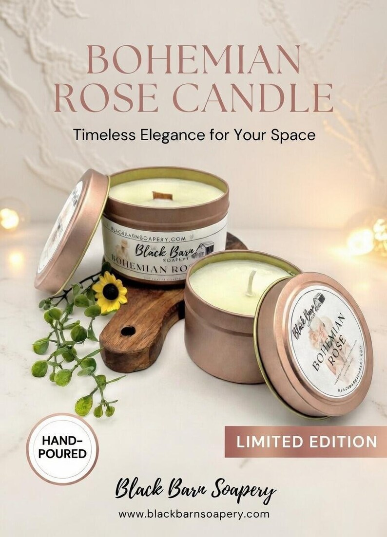 Bohemian Rose - 4oz / 8oz Candle Tin (Bohemian Fall) image 4