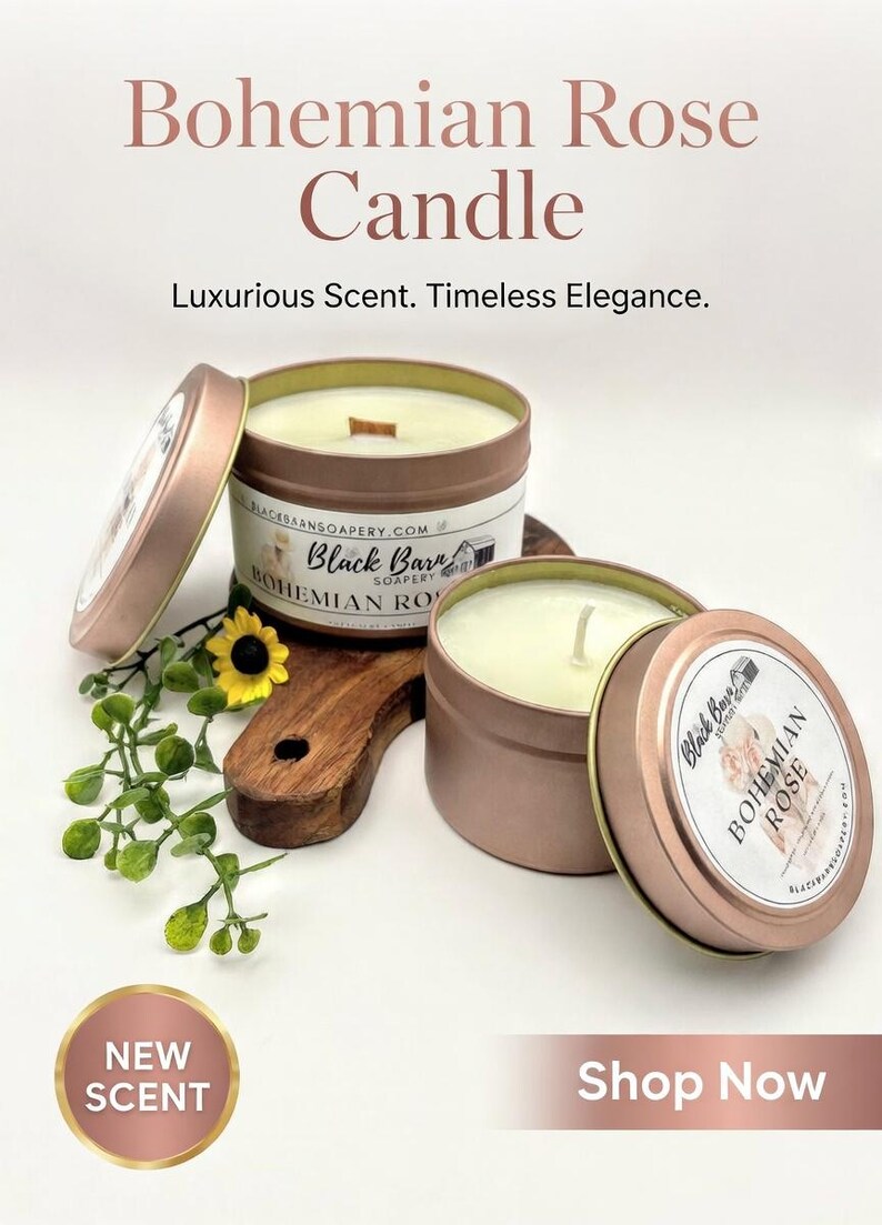 Bohemian Rose - 4oz / 8oz Candle Tin (Bohemian Fall) image 3
