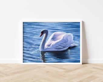 Wildlife Print | Swan Illustration | Wildlife Wall Art | Swan Print | Wildlife Home Decor | Wildlife Poster