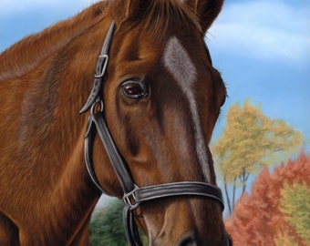 Original Pastel Artwork of a Horse. Animal Art. Original Animal Painting. Soft Pastel Art. 12" x 16"