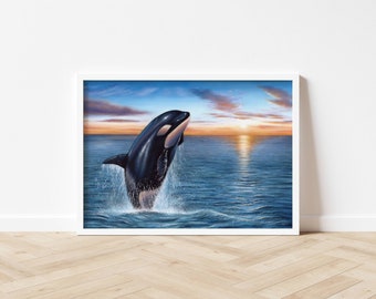 Wildlife Print | Orca Illustration | Ocean Wall Art | Orca Print | Wildlife Home Decor | Wildlife Poster