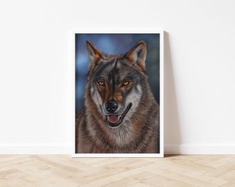 Wildlife Print | Wolf Illustration | Wildlife Wall Art | Wolf Print | Wildlife Home Decor | Animal Poster