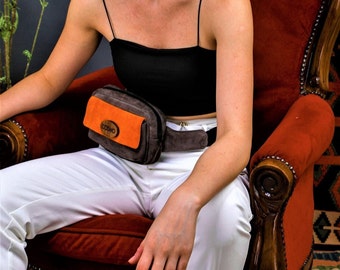 COSMO HANDMADE - Suede Leather Fanny Bag Utility Belt Waist Purse, Mini Waist Bag for Women Fashion Leather Fanny Pack