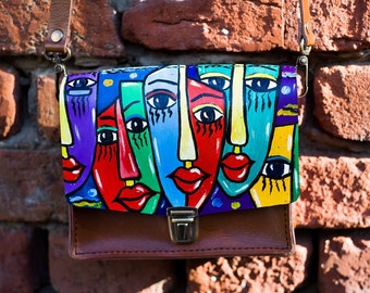 COSMO HANDMADE - Handcrafted Leather Bag with Painted Design