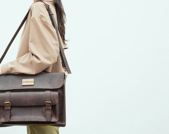 COSMO HANDMADE - Handmade leather briefcase, Business Portfolio, Handbag for Men/Women, Satchel and attache, Casual Shoulder Bag Fashion