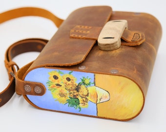 COSMO HANDMADE - Hand-Painted Vincent Van Gogh Sunflowers Crossbody Bag