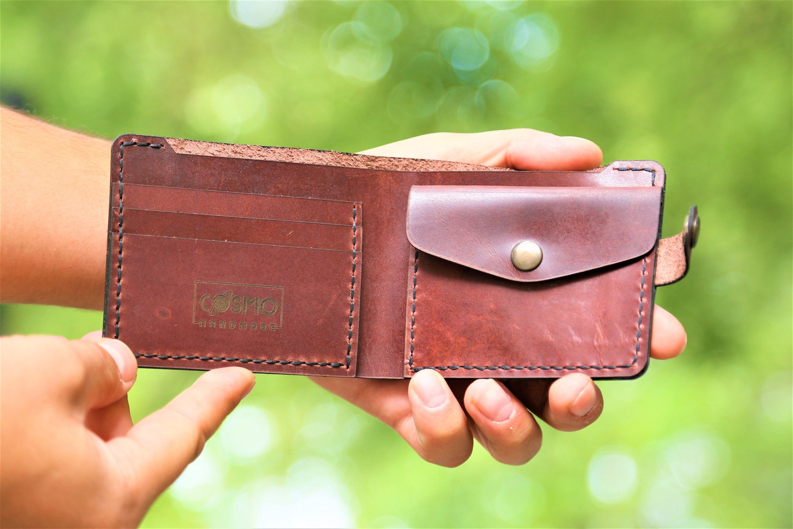 Wallets for men Push button wallet Mens leather wallet with Etsy