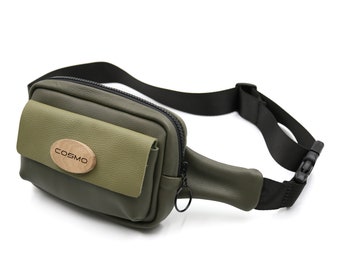 COSMO HANDMADE - Stylish Green Leather Fanny Pack - Perfect for Travel and Adventure