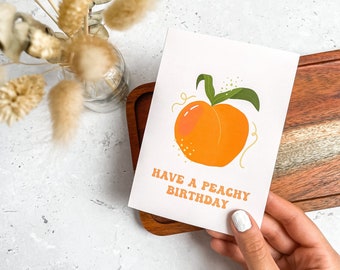 Peach Happy Birthday Card, Peachy Birthday, Plain Card, Birthday, Greeting Card, Eco Friendly Packing, UK, A6