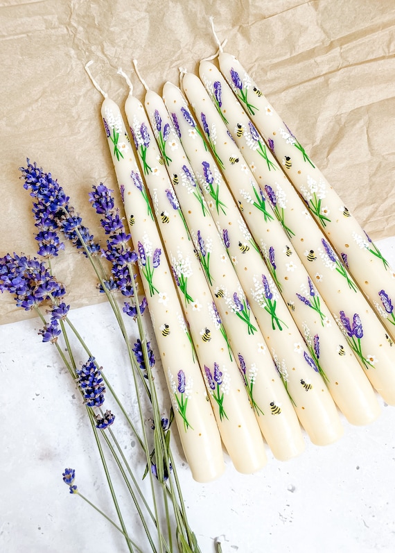 Pair of Taper Candles in Lavender Pair of Taper Candles in Lavender