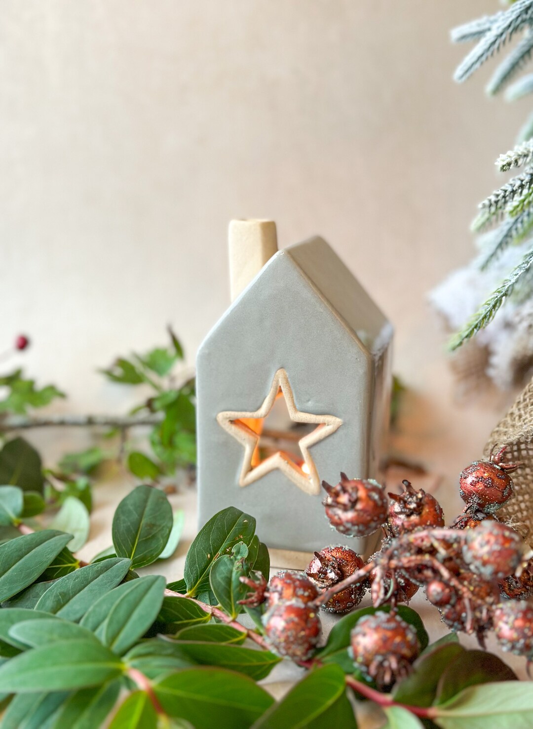 Cottage Tea Light Holder, Christmas Decor, Tea Light Holder, Gift Etsy