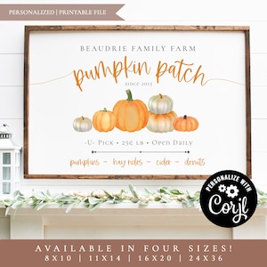 Personalized Printable Pumpkin Patch Farm Sign-Last Name Pumpkin Patch Sign-Fall Decor Printable Sign-Pumpkin Personalized Digital Sign