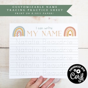 Custom Name Tracing Sheet-Handwriting Practice Sheet-Custom Personalized Name Tracing Download-Preschool Name Practice-Digital-Editable