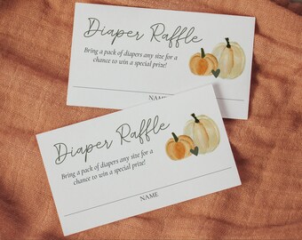 Little Pumpkin Baby Shower Invitation, Pumpkin Baby Shower, Pumpkin Diaper Raffle Ticket, Personalized, Digital, Editable-Instant Download