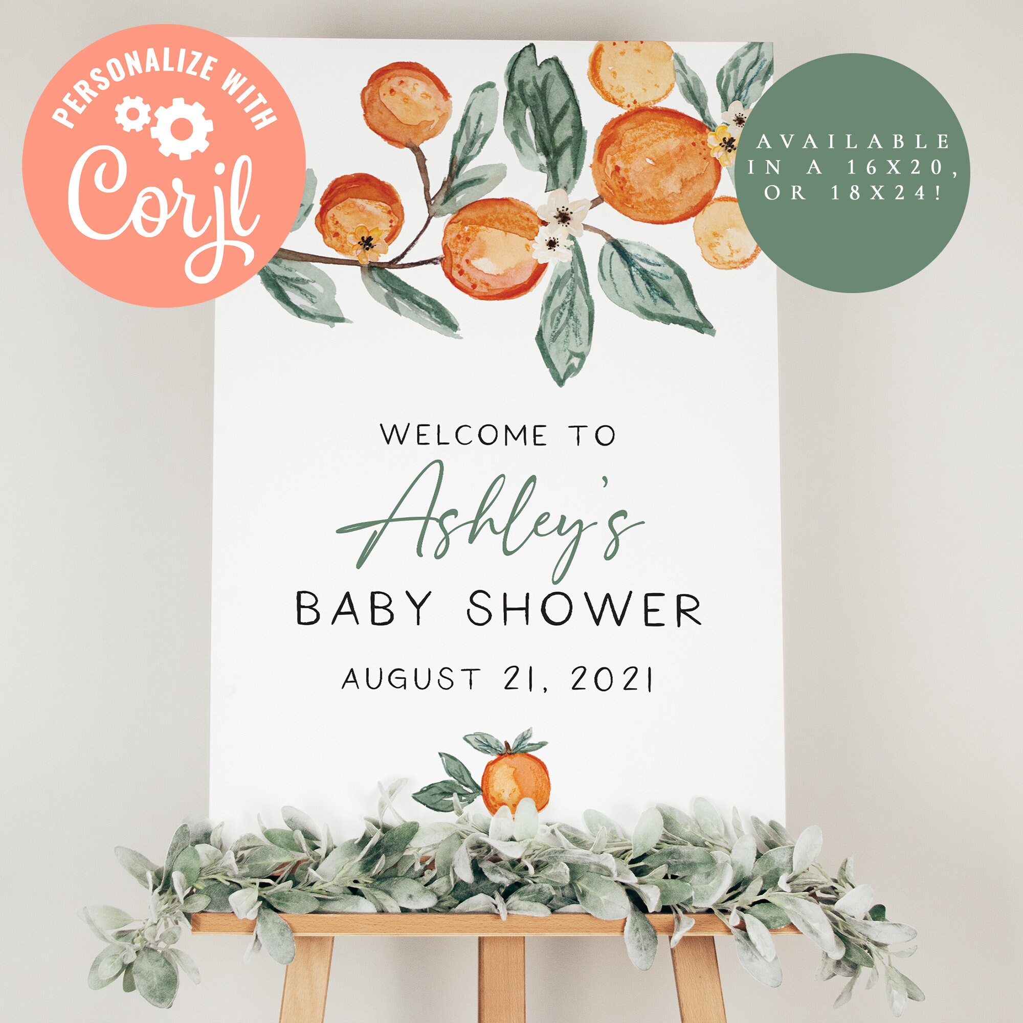 25 Baby-Shower Einladungen Für Zwillinge – Neutrales Design Mit Blumen, Zum Selbstgestalten