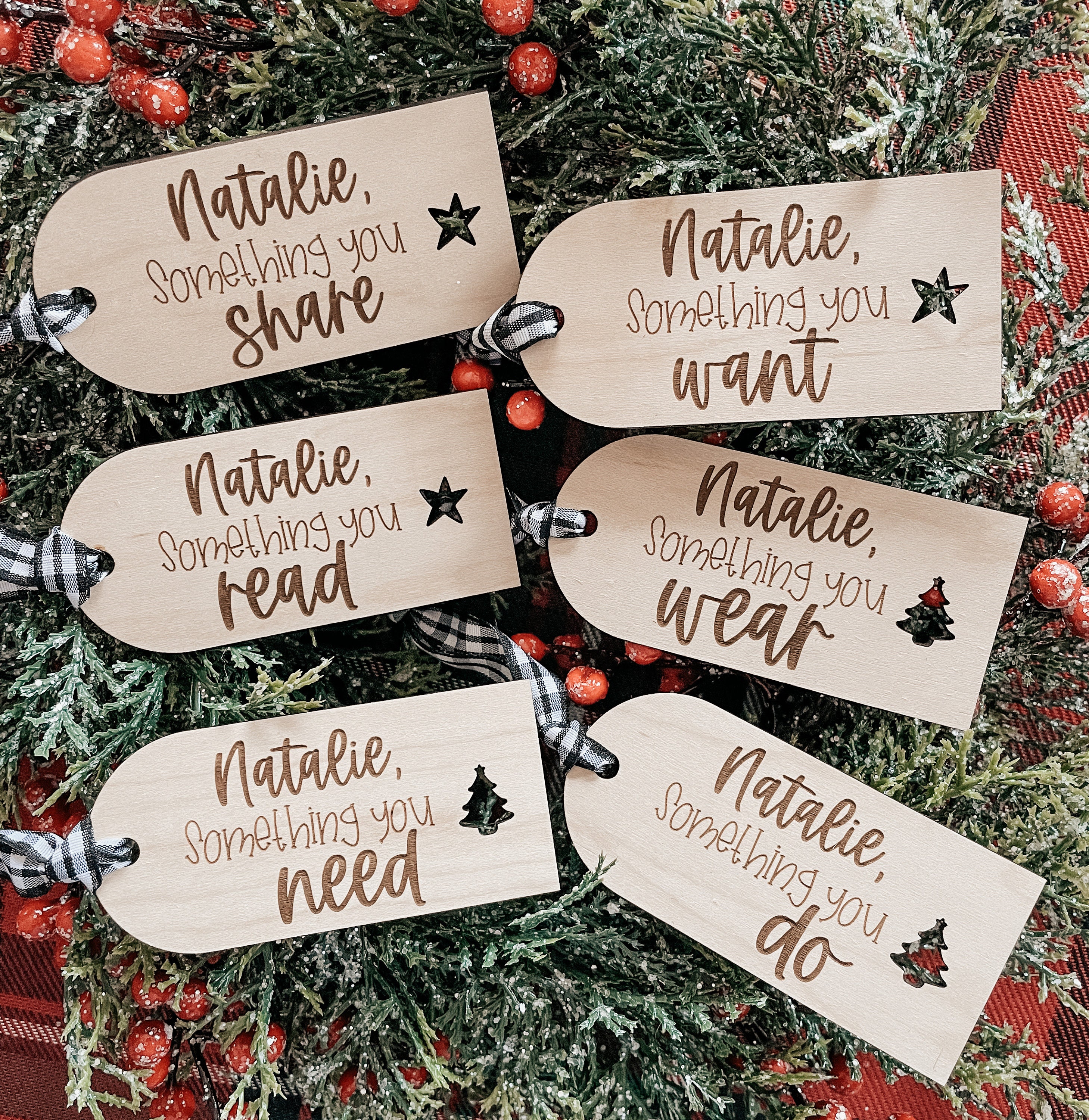 Christmas Stocking Tags, Stocking Name Tags, Leather Name Tags