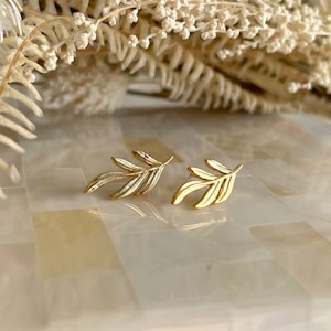 Leaves Earrings Gold Plated Leaf Branch Studs