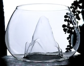 Small Glass Mountain Bowl Unique, Decorative Vase, Plant Holder for Tillandsia Air Plants, Faux Succulents, Cuttings and More Home Decor