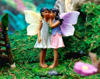 Secret Sharing Fairies | Little Kim World Fairy Garden | Tiny Fairy Sets | Miniatures for Yard, Flower Bed, Planter, Terrarium