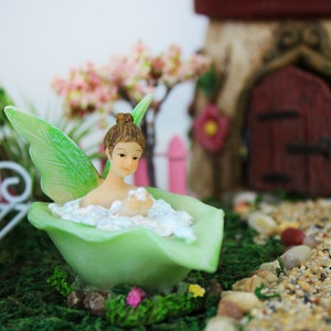 Resin Fairy Taking Bubble Bath, Fairy Garden Miniature, Fairy Accessories, Miniature Garden, Outdoor Decor, Magical Garden Decoration