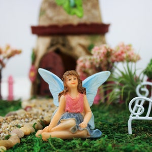 Sitting Fairy - Tera - Fairy Garden, Fairy Accessories, Miniature Garden, Terrarium Supplies