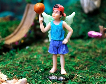 Basketball Fairy | Little Kim World Fairy Garden | Tiny Fairy Sets | Miniatures for Yard, Flower Bed, Planter, Terrarium