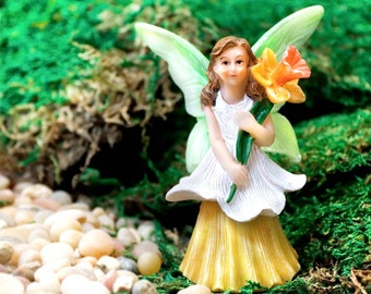 Daffodil Fairy | Little Kim World Fairy Garden | Tiny Fairy Sets | Miniatures for Yard, Flower Bed, Planter, Terrarium