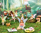 Premium 16 Pc. Fairy Garden Kit Little Kim World Fairy Garden Tiny Fairy Sets Miniatures for Yard, Flower Bed, Planter, Terrarium